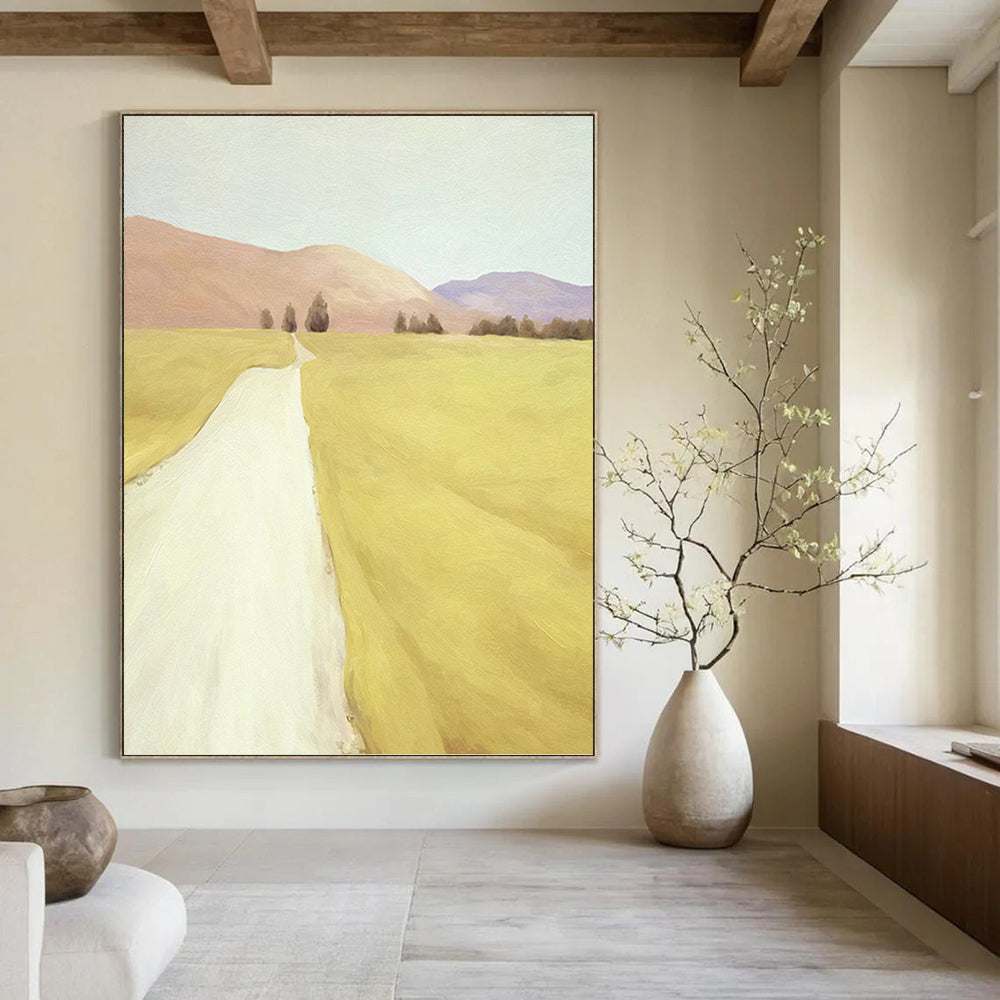 landscape wall art in pink